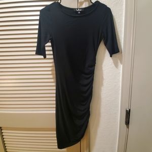 Lulus Black Rutched Bodycon Dress